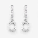 0.14 Carat Genuine White Diamond 14K White Gold Semi Mount Earrings - holds 7x5mm Oval Gemstones-10