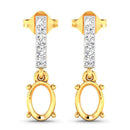 0.14 Carat Genuine White Diamond 14K Yellow Gold Semi Mount Earrings - holds 7x5mm Oval Gemstones-5