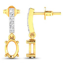 0.14 Carat Genuine White Diamond 14K Yellow Gold Semi Mount Earrings - holds 7x5mm Oval Gemstones-6