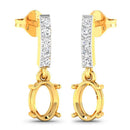 0.14 Carat Genuine White Diamond 14K Yellow Gold Semi Mount Earrings - holds 7x5mm Oval Gemstones-7
