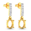 0.14 Carat Genuine White Diamond 14K Yellow Gold Semi Mount Earrings - holds 7x5mm Oval Gemstones-8