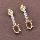 0.14 Carat Genuine White Diamond 14K Yellow Gold Semi Mount Earrings - holds 7x5mm Oval Gemstones-9