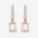 0.14 Carat Genuine White Diamond 14K Yellow Gold Semi Mount Earrings - holds 7x5mm Oval Gemstones-10