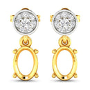 0.11 Carat Genuine White Diamond 14K Yellow Gold Semi Mount Earrings - holds 7x5mm Oval Gemstones-5