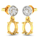0.11 Carat Genuine White Diamond 14K Yellow Gold Semi Mount Earrings - holds 7x5mm Oval Gemstones-7