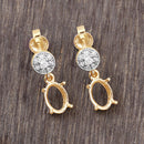 0.11 Carat Genuine White Diamond 14K Yellow Gold Semi Mount Earrings - holds 7x5mm Oval Gemstones-9