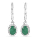 1.72 Carat Genuine Emerald and White Topaz .925 Sterling Silver Earrings-2