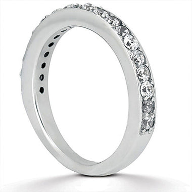 14k White Gold Pave Diamond Wedding Ring Band Set 1/2 Around - 0