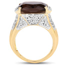 6.65 Carat Genuine Smoky Quartz and White Topaz .925 Sterling Silver Ring-2