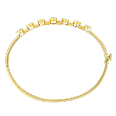 14K Yellow Gold Alternating Bezel Set 5MM Oval Shaped Tanzanite and 1/5 Cttw Diamond Bangle Bracelet (H-I Color, VS2-SI1 Clarity) - Fit's wrists up to 7.25" Inches - 0