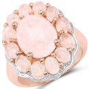 14K Rose Gold Plated 6.76 Carat Genuine Morganite .925 Sterling Silver Ring-1