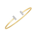 14k Two Tone Gold Diamond Tee Bar Bangle (2.00 mm)-2