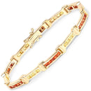 6.48 Carat Genuine Orange Sapphire and Yellow Sapphire .925 Sterling Silver Bracelet-2