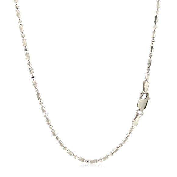 14k White Gold Diamond-Cut Alternating Bead Chain 1.5mm