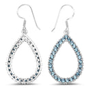 4.32 Carat Genuine London Blue Topaz .925 Sterling Silver Earrings-4