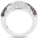 0.94 Carat Genuine Champagne Diamond and White Diamond .925 Sterling Silver Ring-2