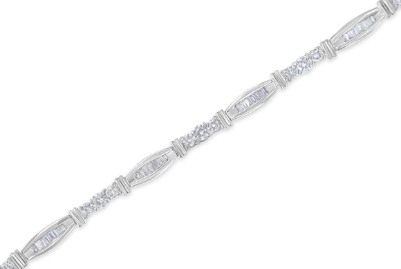 10K White Gold Geometric Pattern Diamond Tennis Bracelet (3 cttw, H-I Color, SI2-I1 Clarity)