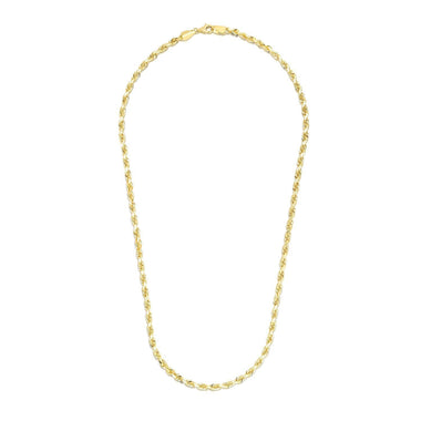 5.0mm 14k Yellow Gold Solid Diamond Cut Rope Chain - 0