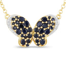 3.83 Carat Genuine Blue Sapphire and White Zircon .925 Sterling Silver Pendant-1