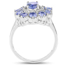 1.77 Carat Genuine Tanzanite and White Topaz .925 Sterling Silver Ring-2