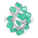3.57 Carat Genuine Emerald and White Diamond .925 Sterling Silver Ring-3