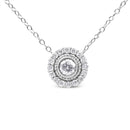 .925 Sterling Silver 1/2 Cttw Round Diamond Halo Circle Pendant 18" Necklace (I-J Color, I2-I3 Clarity)-1