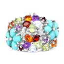 4.03 Carat Genuine Multi Stones .925 Sterling Silver Ring-3