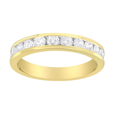 IGI Certified 18K Yellow Gold 1.0 Cttw Channel Set Round-Cut Diamond 11 Stone Anniversary/Wedding Band Ring (I-J Color, I1-I2 Clarity) - Size 9.5 - 0
