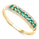 0.35 Carat Genuine Zambian Emerald and White Diamond 14K Yellow Gold Ring-2