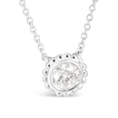 10K White Gold 1/2 Cttw Bezel Set Round Diamond Sunflower Finish 18" Pendant Necklace (I-J Color, I1-I2 Clarity)-3