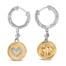 18K Yellow Gold Plated .925 Sterling Silver 1/8 Cttw Diamond Heart Medallion Drop and Dangle Earring (I-J Color, SI1-SI2 Clarity)-3