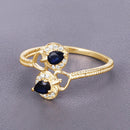 0.34 Carat Genuine Blue Sapphire and White Diamond 14K Yellow Gold Ring-4