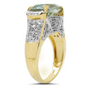 14K Yellow Gold Plated 6.81 Carat Genuine Green Amethyst & White Topaz .925 Sterling Silver Ring-2