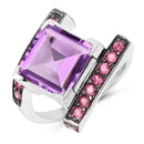 6.90 Carat Genuine Amethyst and Rhodolite .925 Sterling Silver Ring-1