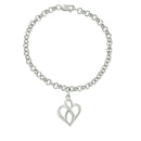 .925 Sterling Silver Open Heart with Center Vertical Infinity Chain Charm Bracelet - Size 7"-2