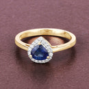 0.73 Carat Genuine Blue Sapphire and White Diamond 14K Yellow Gold Ring-3
