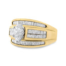 14K Yellow Gold 1 1/2 Cttw Pie, Princess and Baguette-cut Diamond Marquise Shaped Engagement Cocktail Ring Band (H-I Color, I1-I2 Clarity) - Ring Size 7-2