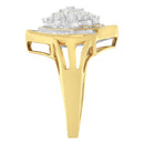 10K Yellow Gold Diamond Cluster Ring (3/4 Cttw, J-K Color, I2-I3 Clarity) - Size 6-4