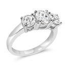 14K White Gold 2.00 Cttw Lab Grown Diamond 3 Stone Ring Band (F-G Color, VS1-VS2 Clarity) - Ring Size 7-3