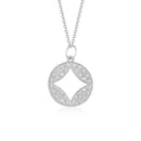 14k White Gold Diamond Studded Circle Pendant with Cut-out (1/3 cttw)-1