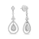 18K White Gold 1 1/4 Cttw Round Diamond Openwork Teardrop-Shaped Dangle Earrings (F-G Color, VS1-VS2 Clarity)-3