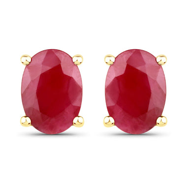 1.70 Carat Genuine Ruby 14K Yellow Gold Earrings