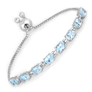 7.60 Carat Genuine Blue Topaz .925 Sterling Silver Bracelet-1