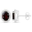 2.77 Carat Genuine Garnet and White Diamond .925 Sterling Silver Earrings-2