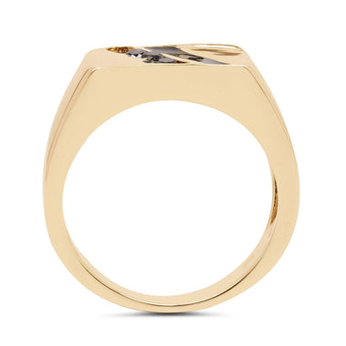 14K Yellow Gold Plated 0.12 Carat Genuine Black Diamond .925 Sterling Silver Ring - 0