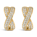 14K Yellow Gold 1/3 Cttw Diamond Criss Cross Huggie Hoop Earrings (G-H Color, SI2-I1 Clarity)-2