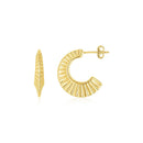 14K Yellow Gold Graduated Scalloped Pointed Half Hoops-1