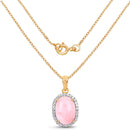 14K Yellow Gold Plated 11.75 Carat Genuine Opal Pink and White Topaz .925 Sterling Silver Pendant-2