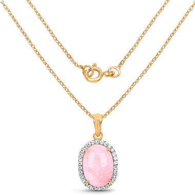 14K Yellow Gold Plated 11.75 Carat Genuine Opal Pink and White Topaz .925 Sterling Silver Pendant - 0
