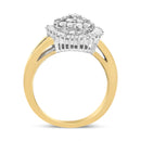 14K Yellow and White Gold 1.00 Cttw Round and Baguette-Cut Diamond Ballerina Cocktail Ring (H-I Color, SI2-I1 Clarity)-6